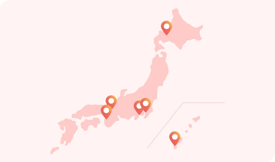 日本地図上に示されたリレー診療のルート